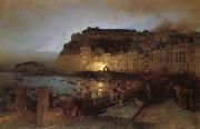 Oswald achenbach Fireworks in Naples oil painting artist